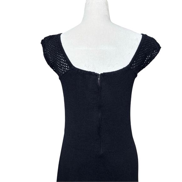 St. John Knits Vtg 70s Black Knit Midi Maxi Dress Square Neck Ruffle Sleeve S - Picture 7 of 10